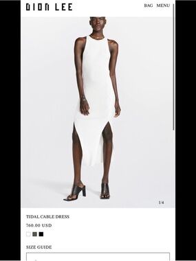 Dion Lee White Ribbed Sleeveless Midi Dress with Side Slits